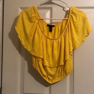 Yellow off the shoulder crop top